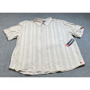Tony Hawk Button Down Shirt Mens XL Tan Striped Short Sleeve Modal Blend NWT